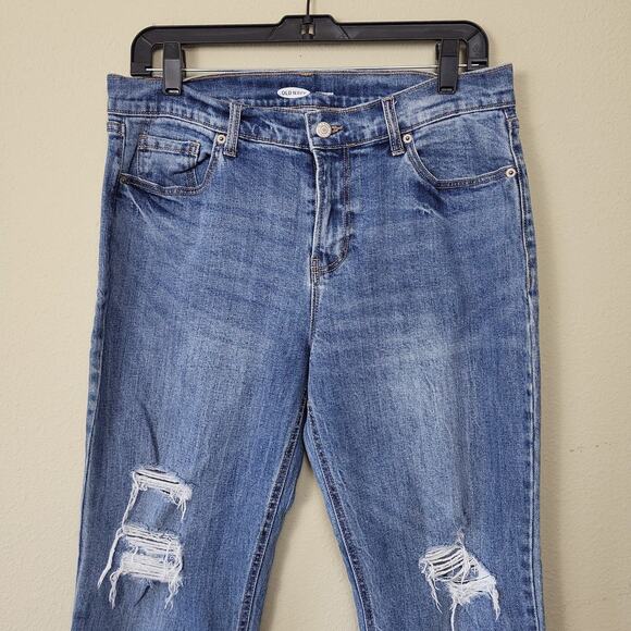 Old Navy Womens Blue High Rise Light Wash‎ Distressed Boyfriend Jeans Size 8 - Picture 4 of 12